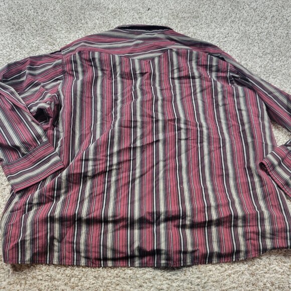 Wrangler Shirt Mens 3XL Burgundy Striped Long Sleeve Pearl Snap Western Cowboy - Picture 5 of 6